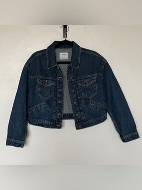 Old Navy Dark Blue Cropped Denim Jacket - Women, Medium Petite